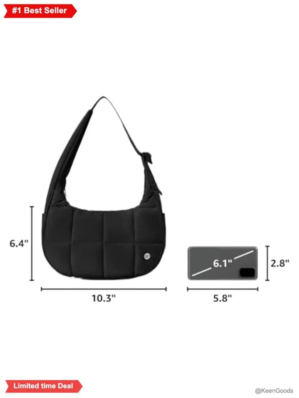Small Puffer Crescent Bag Nylon Shoulder Bag Quilted Puffy Purse